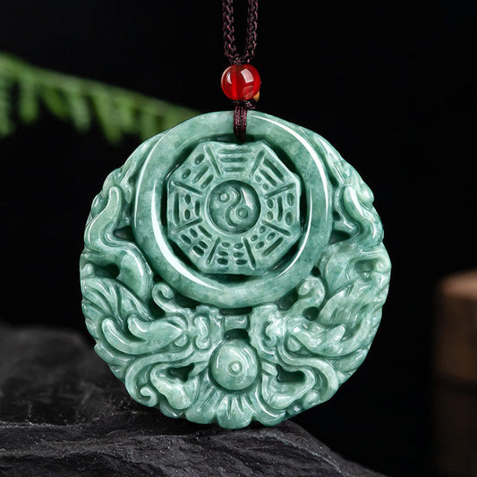 Jade Dragon Jade Yin Yang Balance Necklace String Pendant