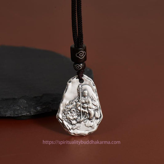 Spirituality 999 Sterling Silver Ksitigarbha Buddha Zakiram Goddess Necklace Pendant