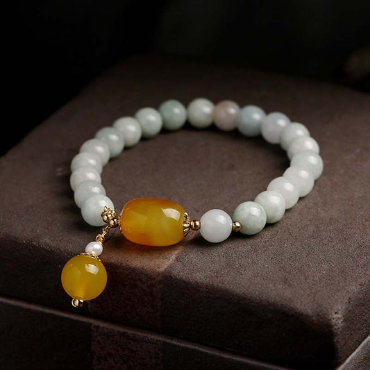 Jade Natural White Jade Agate Protection Bracelet