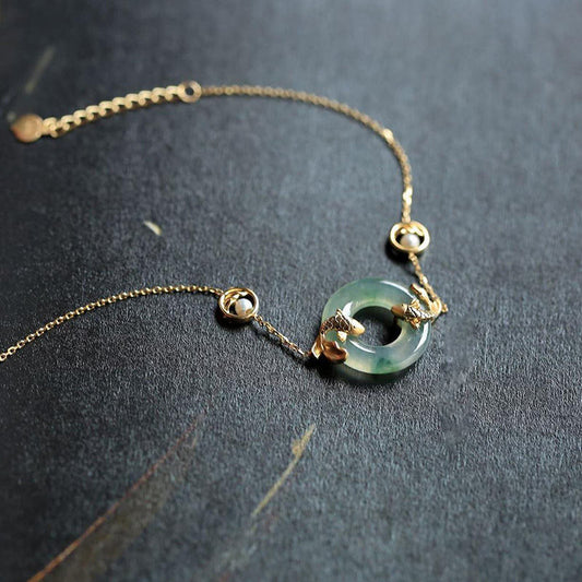 Jade Cyan Jade Koi Fish Healing Harmony Bracelet