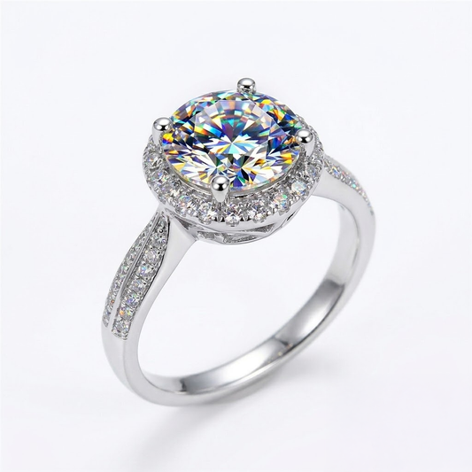 Elegant 1ct Round Moissanite Halo Engagement Ring S925 Silver White Gold Finish