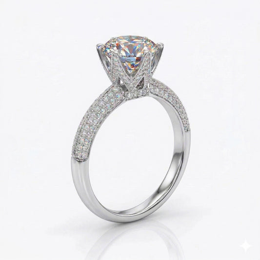 Classic Six-Prong Crown Moissanite Diamond Ring: Radiant Brilliance, Timeless Promise