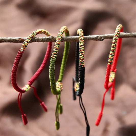 Ancient Tibetan Buddhist Red String Tradition  Tibetan Handmade Multicolor King Kong Knot Luck Strength Braided Bracelet