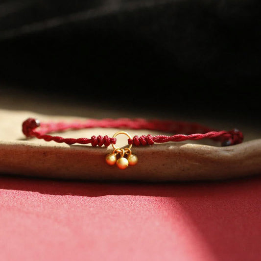Ancient Tibetan Buddhist Red String Tradition  925 Sterling Silver Gold Plated Luck Red String Bracelet