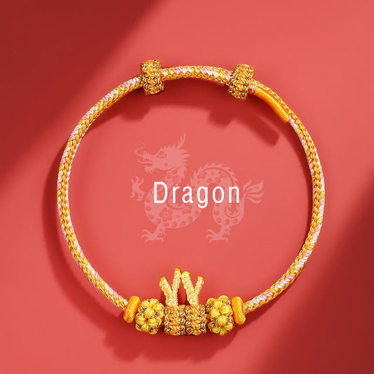 Ancient Tibetan Buddhist Red String Tradition  Handmade Year of the Dragon Cute Chinese Zodiac Luck Braided Bracelet