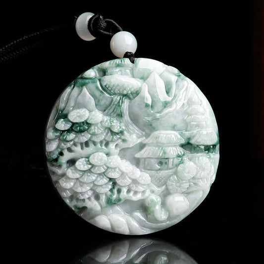 Jade  Mountain Landscape Jade Abundance String Necklace