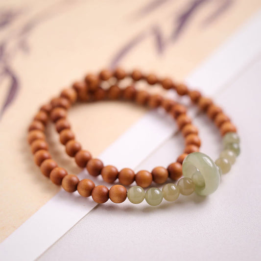 Jade  Sandalwood Hetian Jade Protection Double Wrap Bracelet