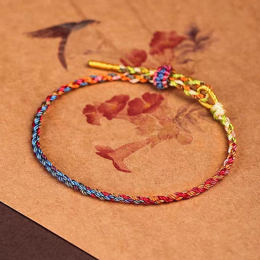 Ancient Tibetan Buddhist Red String Tradition  Handcrafted Luck Colorful Rope Child Adult Bracelet