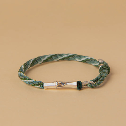 Ancient Tibetan Buddhist Red String Tradition  925 Sterling Silver Bamboo Reincarnation Knot Luck Protection String Bracelet