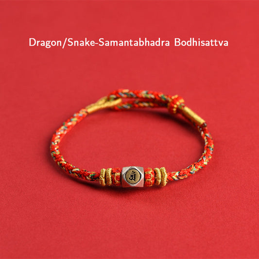 Ancient Tibetan Buddhist Red String Tradition  925 Sterling Silver Chinese Zodiac Natal Buddha Red Colorful Rope Luck Handcrafted Bracelet