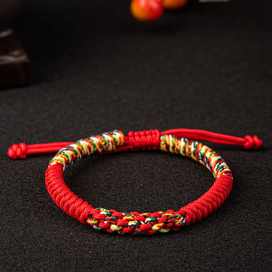Ancient Tibetan Buddhist Red String Tradition  Tibetan Handmade Colorful King Kong Knot Luck Braid String Bracelet