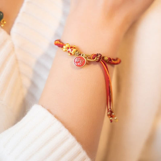 Ancient Tibetan Buddhist Red String Tradition  Chinese Zodiac Handmade Koi Fish String Protection Reincarnation Knot Braid Bracelet