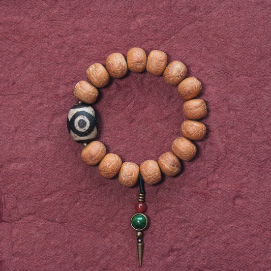 Spirituality Buddha Karma Tibet Bodhi Seed Dzi Bead Peace Charm Wrist Mala Bracelet
