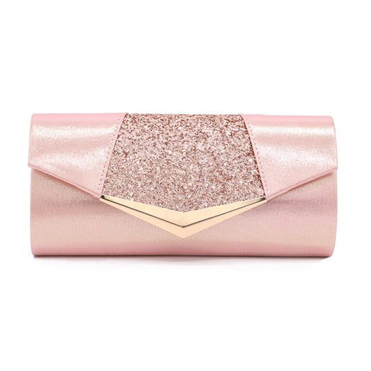 Women’s Pink Glitter Evening Clutch Bag for Party and Wedding