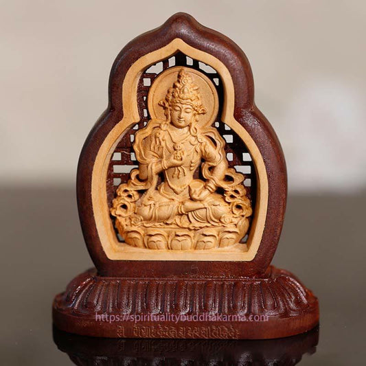 Spirituality Vajrasattva Buddha Wood Engraved Compassion Statue Figurine Decoration