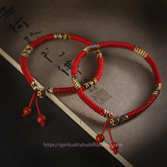 Ancient Tibetan Buddhist Red String Tradition  Five Colors King Kong Knot String Protection Luck Bracelet