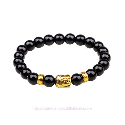 Spirituality Natural Black Onyx Fortune Bracelet