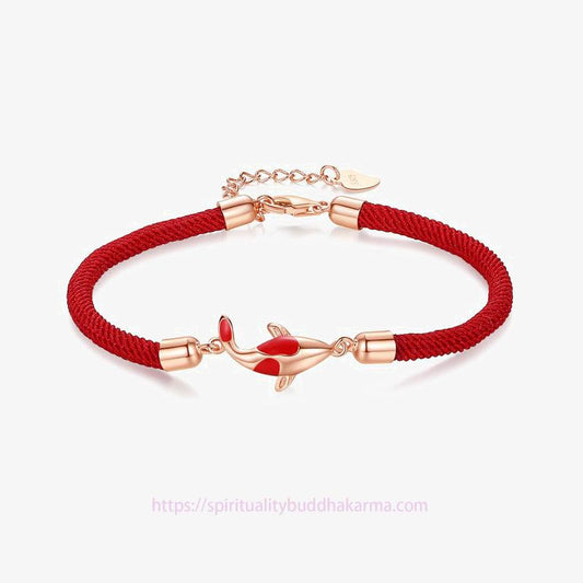 Ancient Tibetan Buddhist Red String Tradition  Koi Fish Luck Wealth Braided Chain Couple Bracelet