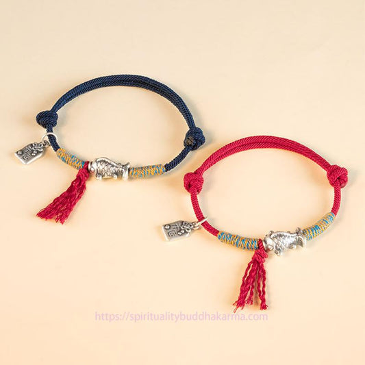 Ancient Tibetan Buddhist Red String Tradition  999 Sterling Silver Red String Lucky Koi Fish Protection Bracelet