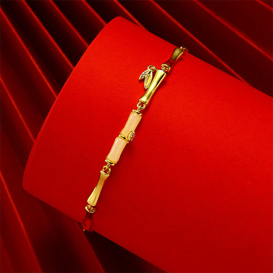 Spirituality Buddha Karma Golden Bamboo Pattern Wealth Copper Anklet