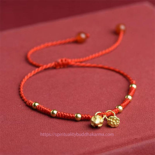 Tibetan Knot Protection Lotus Pod Charm Luck String Rope Anklet