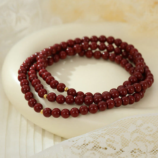 Spirituality Buddha Karma 925 Sterling Silver Cinnabar Beads Blessing Anklet