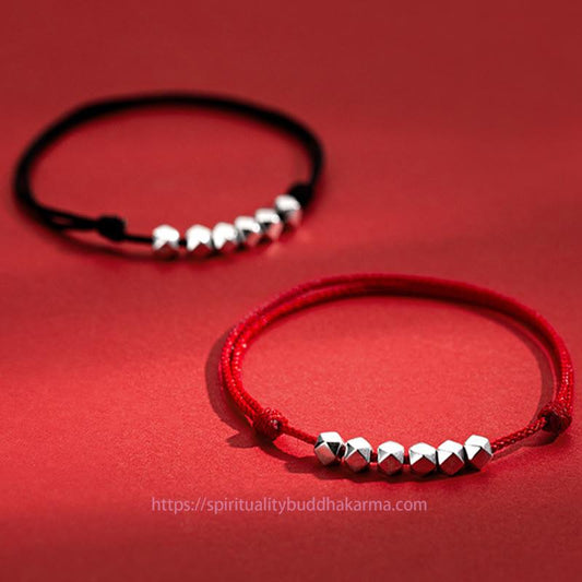 Tibetan Knot Protection 925 Sterling Silver Beads Luck Protection Braid Rope Anklet