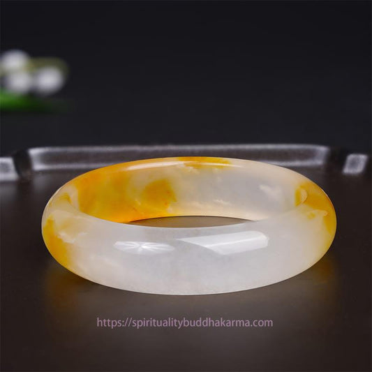 Golden Energy Citrine Yellow Chalcedony Harmony Positivity Bracelet Bangle