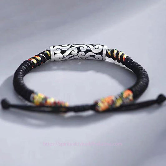 Tibetan Knot Protection Copper Auspicious Clouds Luck String Bracelet