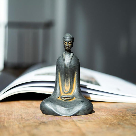 Spirituality Handmade Sakyamuni Buddha Iron Powder Rust Cast Resin Statue Home Decoration