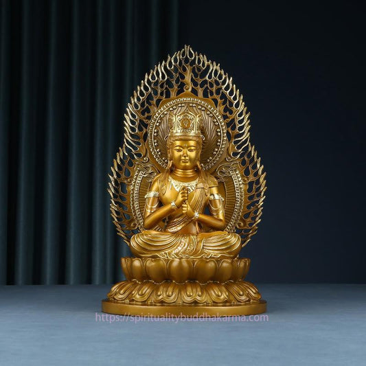 Spirituality Tathagata Buddha Figurine Serenity Copper Statue Home Offering Decoration