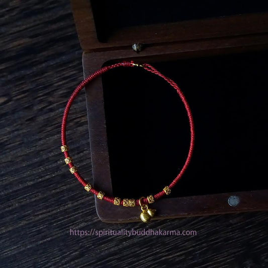 Tibetan Knot Protection 999 Gold Small Gourd Charm Handmade Luck Strength Rope Bracelet