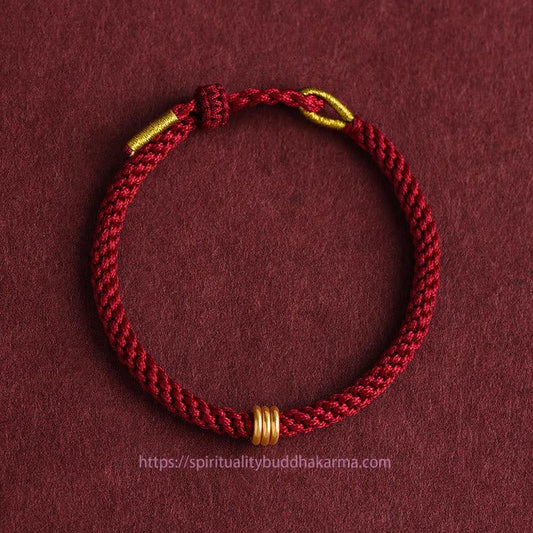 Tibetan Knot Protection 999 Gold Triple Ring Design Handmade Connection Braided Rope Bracelet