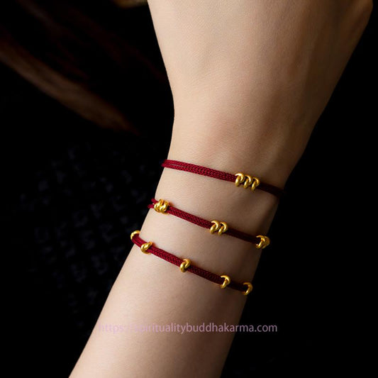 Tibetan Knot Protection 999 Gold Wish Knot Design Handmade Luck Braided Rope Bracelet