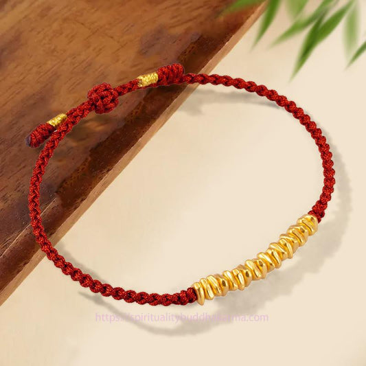 Tibetan Knot Protection 999 Gold Small Gold Pieces Design Handmade Protection Braided Rope Bracelet