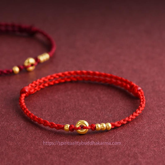 Tibetan Knot Protection 999 Gold Small Peace Buckle Design Handmade Luck Braided Rope Bracelet Anklet