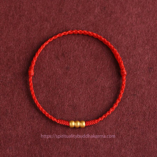 Tibetan Knot Protection 999 Gold Mini Three Beads Design Handmade Luck Rope Bracelet Anklet