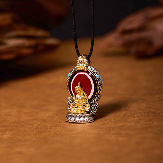 Buddha Energy Necklace Tibetan Avalokitesvara Dzi Bead Pattern Copper Purity Healing Necklace Pendant