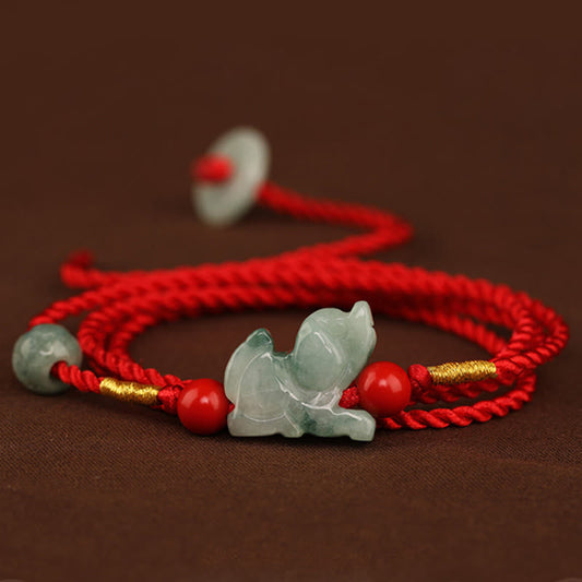 Tibetan Knot Protection Jade Peace Buckle Blessing Red String Belly Chain