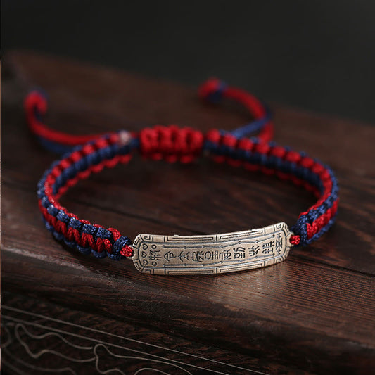 Ancient Tibetan Buddhist Red String Tradition  925 Sterling Silver Peace Amulet Protection Bracelet