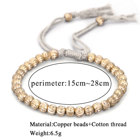 066 Tibetan Copper Bead Woven Bracelet | Harness the Power of Energy & Tradition