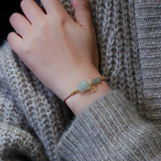 Jade  Chinese Zodiac Tiger Jade Prosperity Red String Bracelet