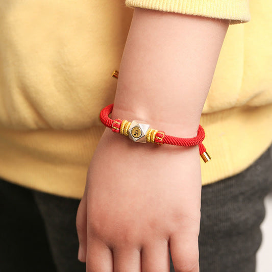 Ancient Tibetan Buddhist Red String Tradition  999 Sterling Silver Chinese Zodiac Natal Buddha Red Rope Luck Strength Handcrafted Kids Bracelet