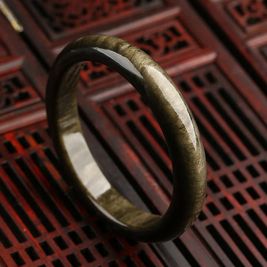 Spirituality Buddha Karma Gold Sheen Obsidian Silver Sheen Obsidian Protection Bracelet Bangle