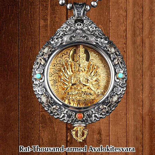 Spirituality Chinese Zodiac Natal Buddha Thangka Nine Palaces Eight Diagrams Wealth Rotatable Necklace Pendant