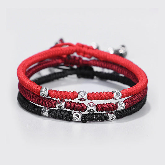 Wine Red Tibetan Beaded Energy Bracelet | Balance, Protection, and Style