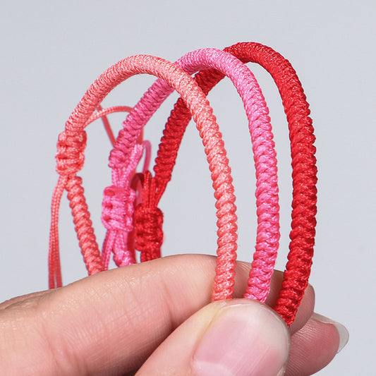 Pure Love and Harmony, Vitality, Good Fortune, Happiness,Soft Energy|Tibetan Lucky Rope Emotional Balance in Red, Pink, and Coral Pink