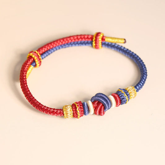Ancient Tibetan Buddhist Red String Tradition  Two-Color Rope Handcrafted Eight Thread Peace Knot Luck Connection Bracelet
