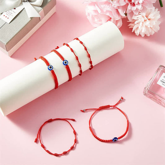 Ancient Tibetan Buddhist Red String Tradition  4Pcs Evil Eye Seven Knot Red String Protection Bracelet