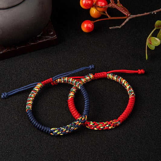 Ancient Tibetan Buddhist Red String Tradition  Tibetan Handmade Colorful King Kong Knot Luck Braid String Bracelet